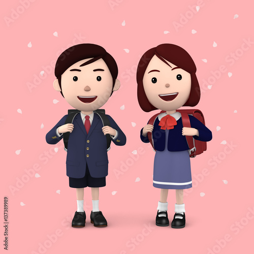 小学生 入学式の男の子と女の子 桜背景ピンク05 Adobe Stock でこのストックイラストを購入して 類似のイラストをさらに検索 Adobe Stock