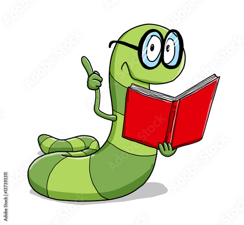 Ausmalbild Bücherwurm koloriert – Stock-Illustration | Adobe Stock