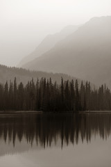 Wall Mural - Foggy mountain lake