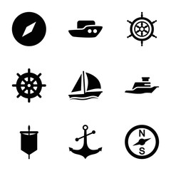 Wall Mural - Set of 9 nautical filled icons