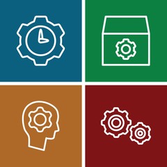 Set of 4 gear outline icons