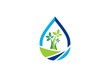 water drop logo, waterdrop spring logo symbol icon concept, water illustration landscape vector logo design template