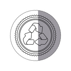 Poster - sticker monochrome of circular frame with recycling symbol vector illustration