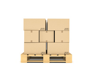 Poster - Rendering of several carton boxes stacked evenly on a double-decked pallet