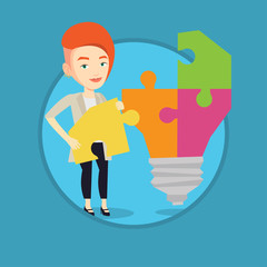 Poster - student with idea lightbulb vector illustration.