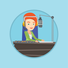 Sticker - Female dj working on the radio vector illustration