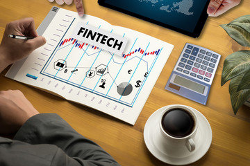 Poster - FINTECH Investment Financial Internet Technology Money Business Currencies icon Stock graph