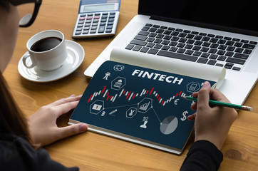Poster - FINTECH Investment Financial Internet Technology Money Business Currencies icon Stock graph