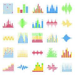 Wall Mural - Equalizer color graphic theme vector icons set