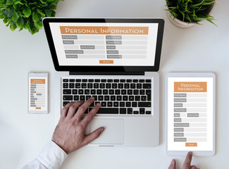 Wall Mural - office tabletop online personal information form