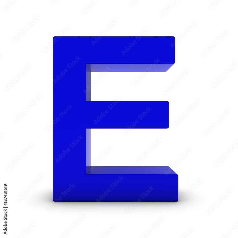 Blue Letter E Isolated on White with Shadows 3D Illustration Stock ...