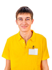 Wall Mural - Young Man with Empty Badge