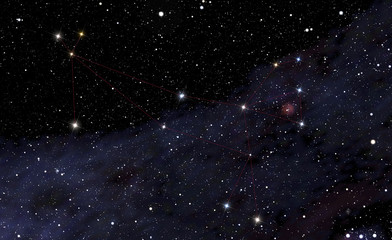 monoceros (unicorn) costellation in deep space sky