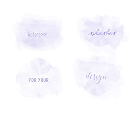 Wall Mural - set of subtle vilet watercolor splashes vector