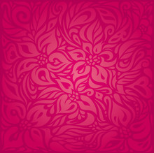 Red Floral Vector Pattern Wallpaper Design Background