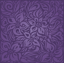 Violet Purple Floral  Vintage Seamless Pattern Background Design