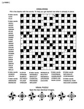 Puzzle Page With Criss-cross Word Game (English Language) And Visual Puzzle. Black And White, A4 Or Letter Sized.
