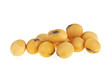 Dried soya beans on white background