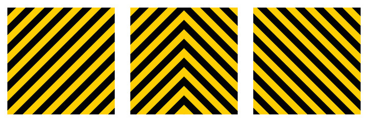 Poster - set warning striped rectangular background,