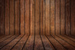 empty wooden room with rustic old oak wood planks wall and floor / holz raum hintergrund leer rustikal boden wand