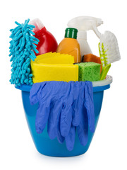 Bucket with cleaning items