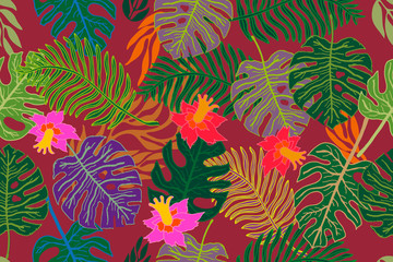 Wall Mural - Tropical paradise pattern