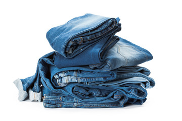 Wall Mural - Stack of clothes on white background, closeup