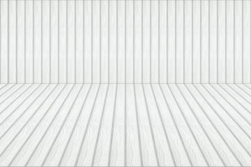 Poster - white wood wall and floor for pattern and design
