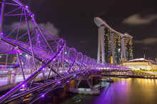Singapore - December 1, 2016 : Helix Bridge, A  Pedestrian Bridge Designed From Form Of The Curved DNA Structure.