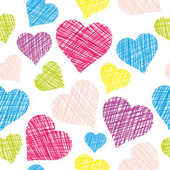 Poster - Heart seamless pattern. Hand drawn vector hearts