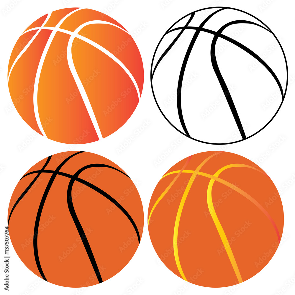 Set of basketball balls on a white background, Vector illustration ...