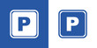Icono plano simbolo parking azul y blanco
