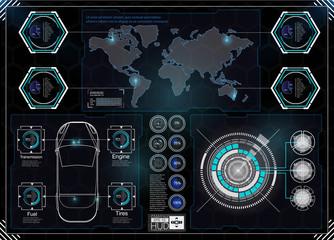 Poster - Futuristic user interface. HUD UI. Abstract virtual graphic touch user interface. HUD background outer space. Vector science abstract.  Vector illustration.