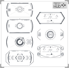Poster - Set of futuristic blue infographics as head-up display. Display navigation elements for the web and app. Futuristic user interface. Virtual graphic. Vector.