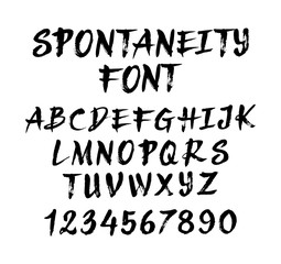 Poster - Spontaneity vector font.Alphabet. uppercase character and numbers. Good use for cover title, letterhead, or any design title You want. Easy to use, edit or change color. 