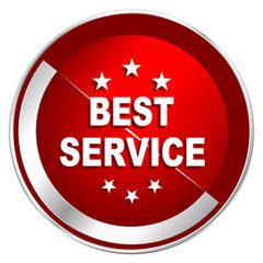 Fototapete - Best service red web icon. Metal shine silver chrome border round button isolated on white background. Circle modern design abstract sign for smartphone applications.