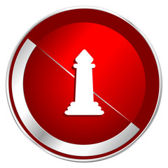 Poster - Chess red web icon. Metal shine silver chrome border round button isolated on white background. Circle modern design abstract sign for smartphone applications.