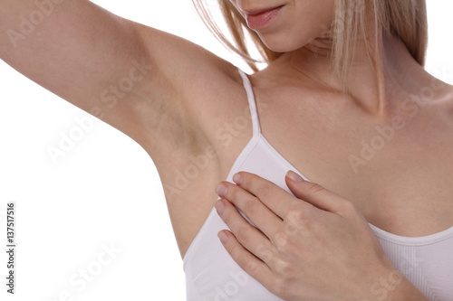 Armpit Laser Hair Removal Waxing Young Woman Holding Her Arms Up