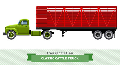 Wall Mural - Classic cattle truck semi trailer