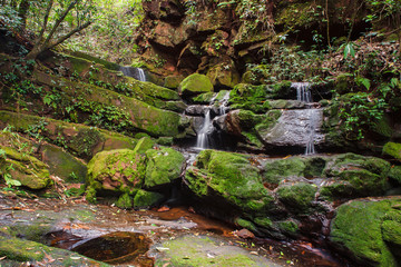 Sai Thip Waterfal in winter season at Phu Soi Dao National Park, Uttaradit, Thailand.