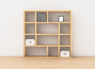 Canvas Print - Bookcase shelves isolated