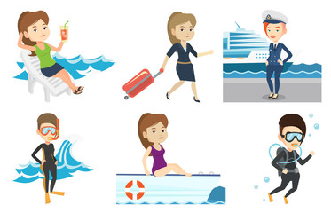 Poster - Vector set of traveling people.