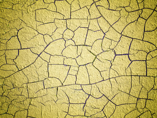 Wall Mural - yellow wall with cracks old texture for design as a background