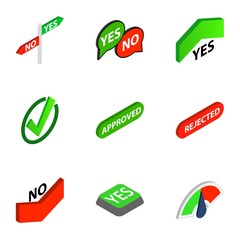 Poster - Correct and incorrect icons, isometric 3d style