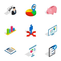 Poster - Company strategy icons, isometric 3d style