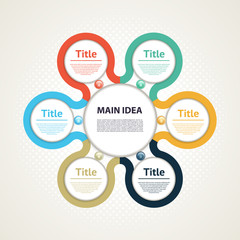 Wall Mural - Vector infographic. Template for diagram, graph, presentation and chart. Business concept with 6 options, parts, steps or processes.
