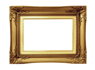 Golden Frame isolated on white background.