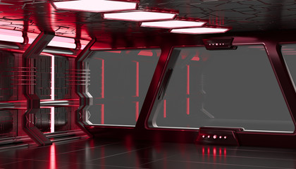 Wall Mural - spaceship red interior 3d rendering elements of this image furnished by nasa