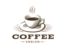 Coffee Cup Logo - Vector Illustration, Emblem Design On White Background