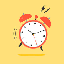 Alarm Clock Ringing, Wake Up Time Icon, Flat Design